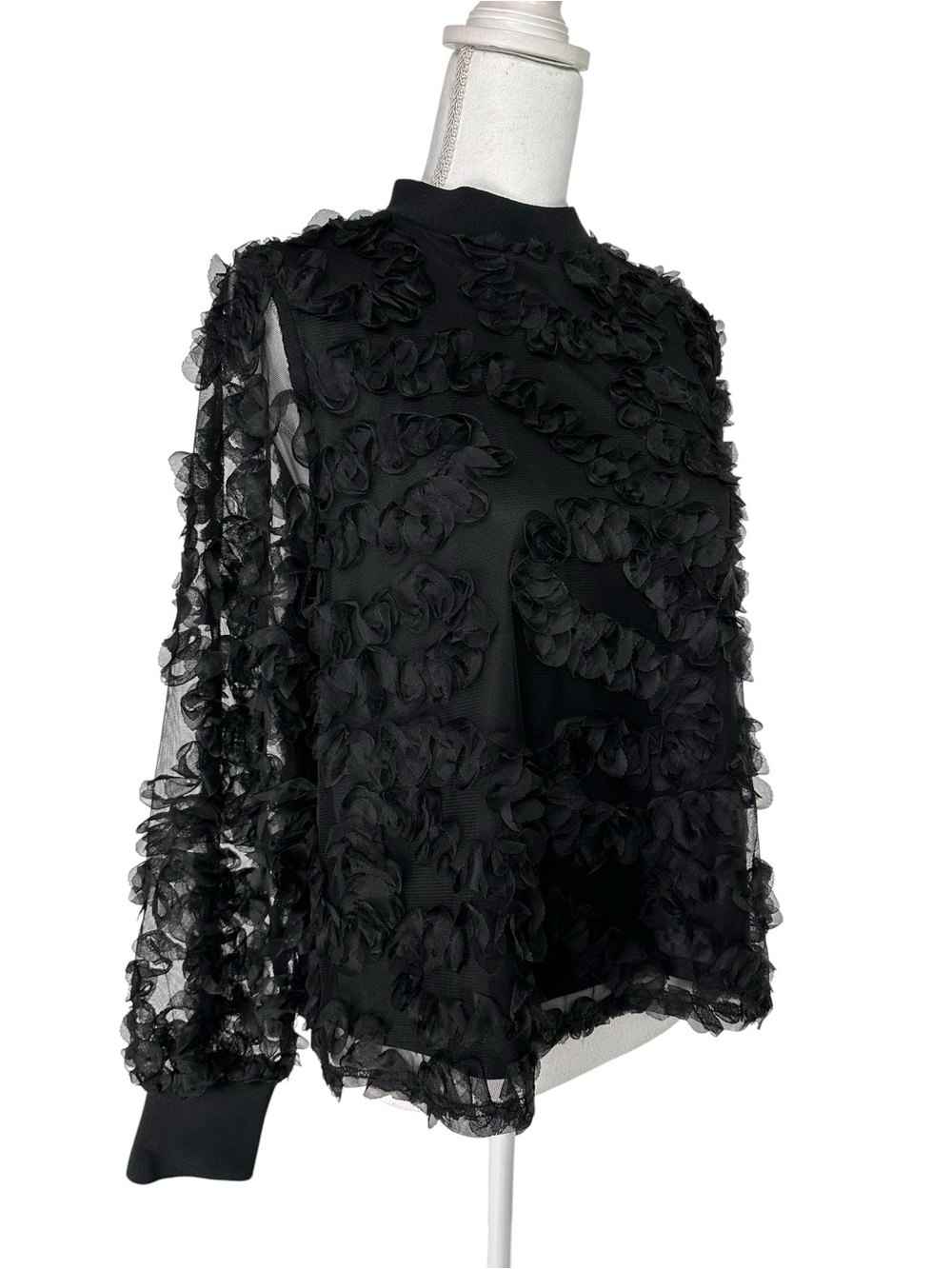 A LOVE STORY / Black Lace & Sheer Textured Top  / Extra Large / Whimsigoth Fairy - Picture 5 of 7